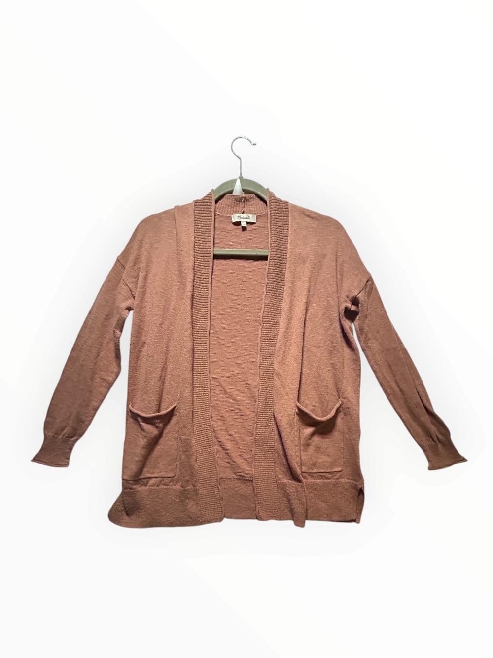 Madewell XXS Knit Cardigan Brown Taupe Open Front Pockets Minimalist